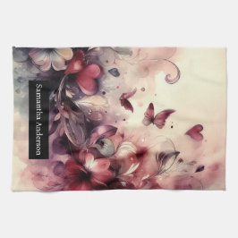 Romantisk köks: Abstrakt Hearts Butterflies Kökshandduk