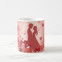 Romantisk kopp för valentinpresent med hjärtan Ros