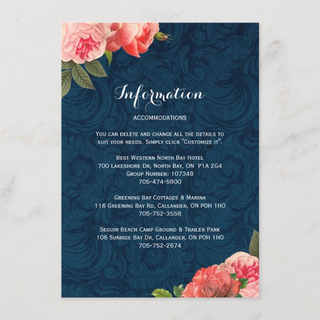 Romantisk korall Peonie specificerar kort (Framsida)