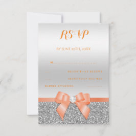 Romantisk korallbåge & silverglitter RSVP OSA Kort