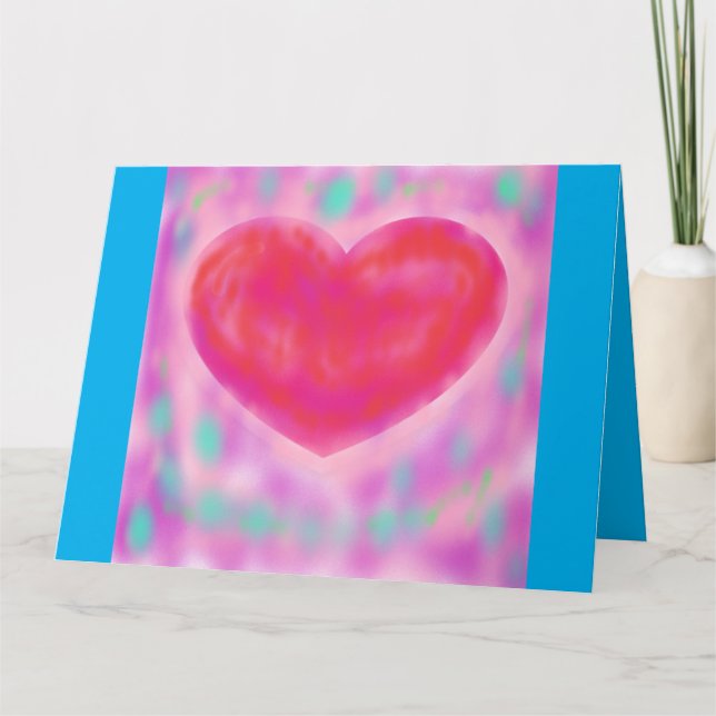 Romantisk kort blå med pasteller och hjärta (Framsida)