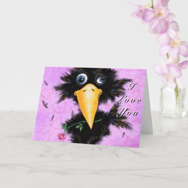 Romantisk Kråka med Ro Funny Valentine Day Card Kort (Orkide)