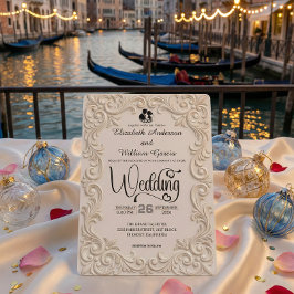 Romantisk kräm och formell kalligrafi i kolstyft inbjudningar