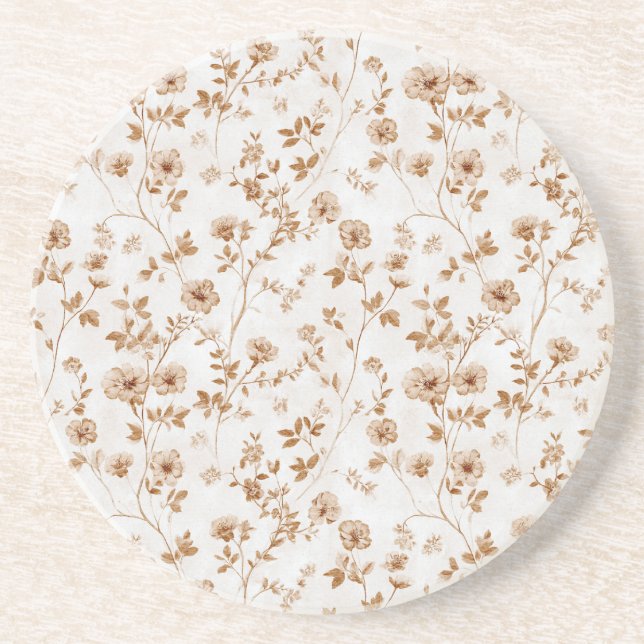 Romantisk krämbrun blommig  underlägg (Framsidan)