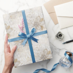 Romantisk krämfärgad spetsros blommig vigsel presentpapper
