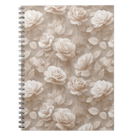 Romantisk krämrosa beige blommönster anteckningsbok