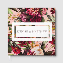 Romantisk krysantemum på rosa spindelvävssilke gästböcker