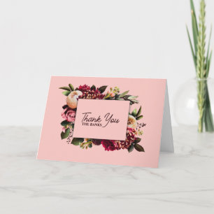 Romantisk Krysantemum på Spindelväv Rosa Tack Kort