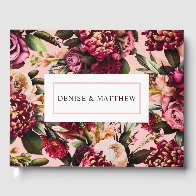 Romantisk krysantemum på spindelvävsknopp Rosa Gästböcker (Framsida)