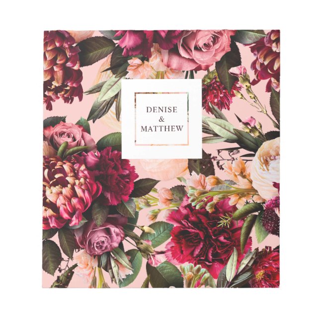 Romantisk krysantemum på spindelvävsvit rosa anteckningsblock (Framsida)