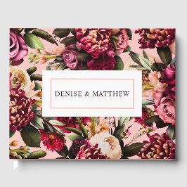 Romantisk krysantemum på tunn rosa slöja gästböcker