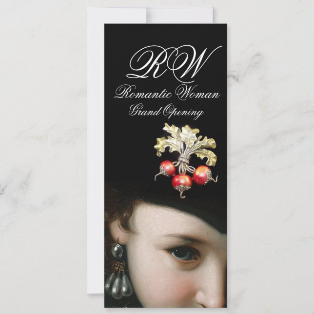 ROMANTISK KVINNA,ANTIQUE JEWELS,PEARLS GRAND OPENI INBJUDNINGAR (Framsida)