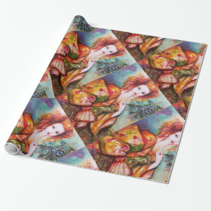 ROMANTISK KVINNA MED SPARKLING PEACOCK FEATHER PRESENTPAPPER