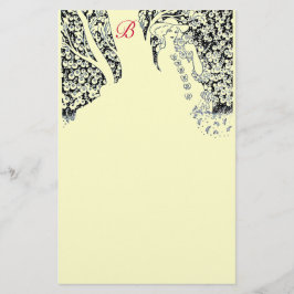 ROMANTISK KVINNA,RO,NATUR Black Cream Monogram Brevpapper
