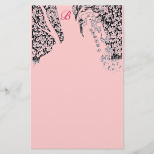 ROMANTISK KVINNA,RO,NATUR Svart Rosa Monogram Brevpapper