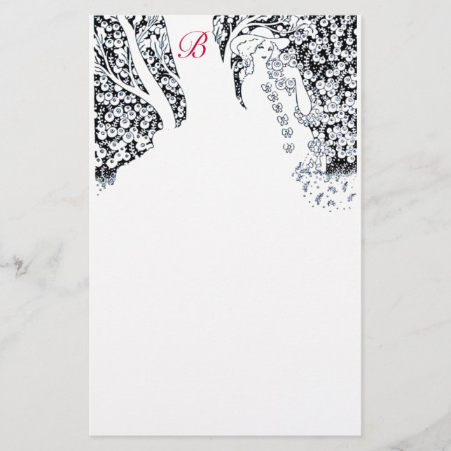 ROMANTISK KVINNA,RO,NATURVitt monogram Brevpapper (Framsida)