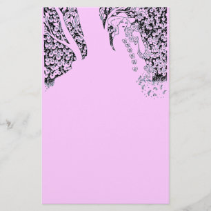 ROMANTISK KVINNA, RO OCH NATURLIG Svart Rosa Brevpapper