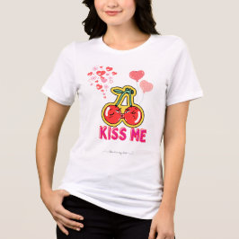 Romantisk Kyss Mig Typografi Söt Rosa Röd T Shirt
