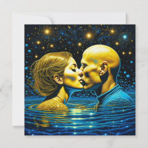 Romantisk kyss under Stars Mystical Art Kort