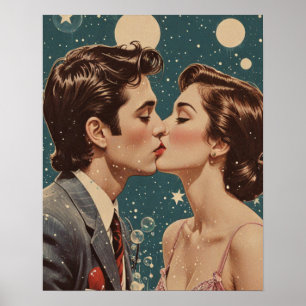 Romantisk kyss-vintage poster