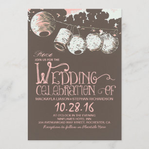 romantisk lantern ljus vintage bröllop inbjudan