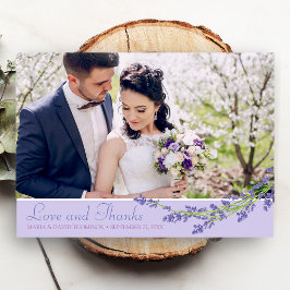 Romantisk lavendel foto bröllopstackkort tack kort