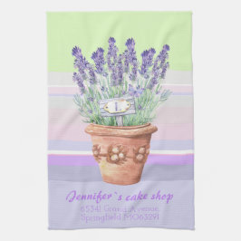Romantisk lavender och namn på stripe pastel bg st kökshandduk
