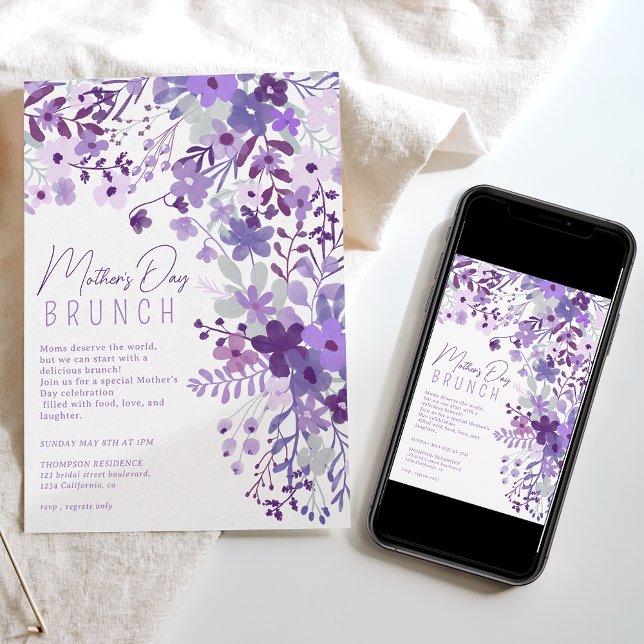 Romantisk lavender vild blommor vår mors dag inbjudningar (Skapare uppladdad)