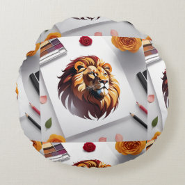 Romantisk Lejon Ansikte-design Rund Kudde