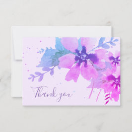 Romantisk lila akvarellblomma tackkort tack kort