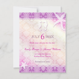 Romantisk Lila Beach Wedding Spara datum Spara Datumet