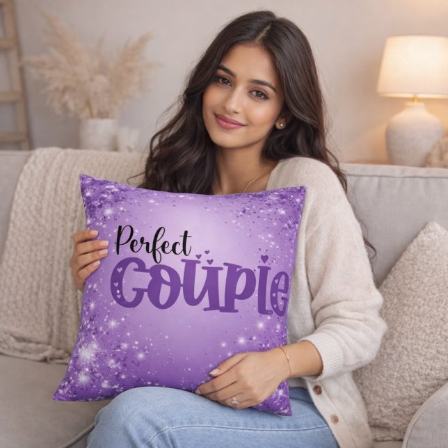 Romantisk lila glitter kärlekscitat kudde (Skapare uppladdad)