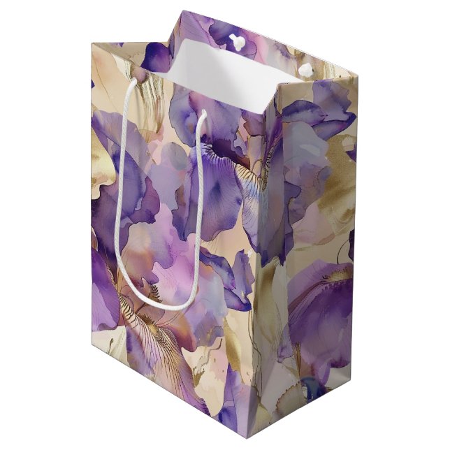 Romantisk lila guld iris blommande bröllop (Framsidan Vinklad)