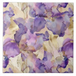 Romantisk Lila Guld Iris Blommigt Möhippa Kakelplatta<br><div class="desc">Romantisk Lila Guld Iris Blommigt Bröllop Möhippa</div>