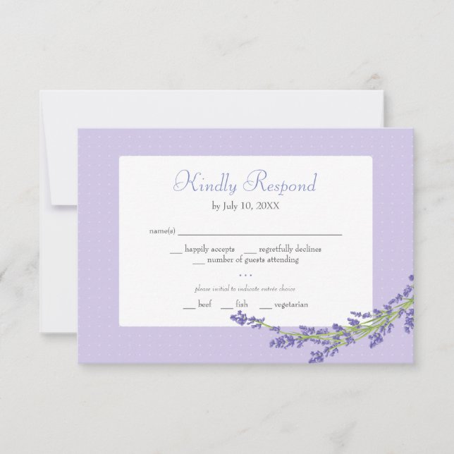 Romantisk lila lavendel RSVP-kort OSA Kort (Framsida)
