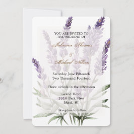 Romantisk Lila Lavender Blommigt Bröllop Inbjudningar