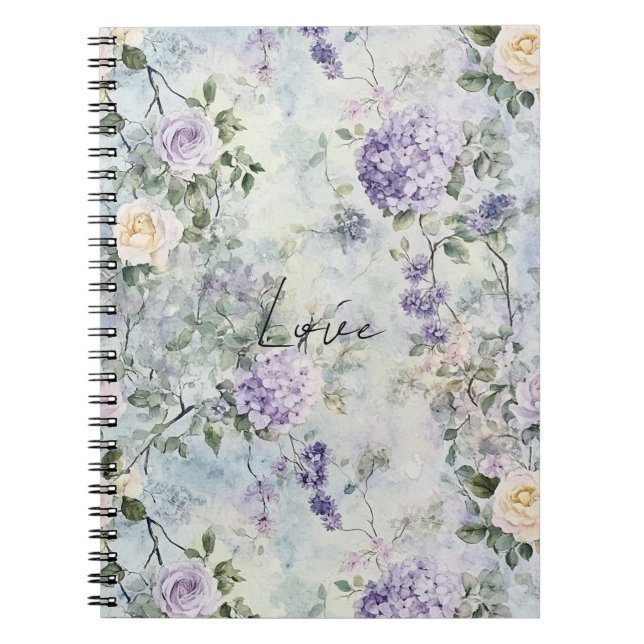 Romantisk Lila Lavender Cream Blommigt Anteckningsbok (Framsidan)