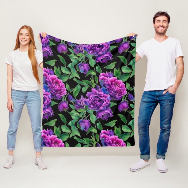 Romantisk lila magenta rosa vattenfärgspennor fleecefilt (På plats)