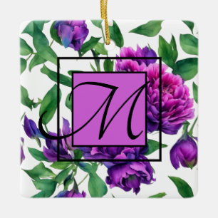 Romantisk lila magenta rosa vattenfärgspennor julgransprydnad keramik