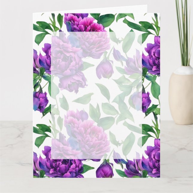 Romantisk lila magenta rosa vattenfärgspennor kort (Framsida)