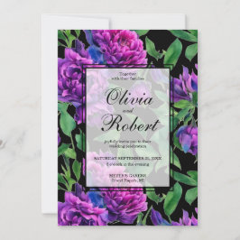 Romantisk lila magenta, vattenfärgspennor BRÖLLOP Inbjudningar