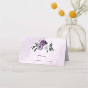 Romantisk lila och vit blommigt grön placeringskort