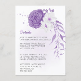 romantisk lila och vit blommigt tilläggskort