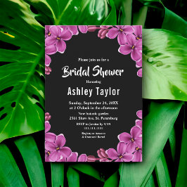 Romantisk Lila Orchid Black Blommigt Möhippa Inbjudningar