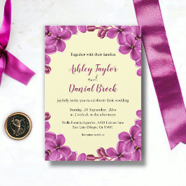 Romantisk Lila Orchid Cream Sommar Blommigt Bröllo Inbjudningar