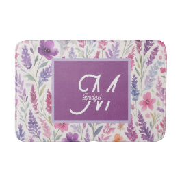 Romantisk lila rosa Pastel Botanical Vår Meadow Badrumsmatta