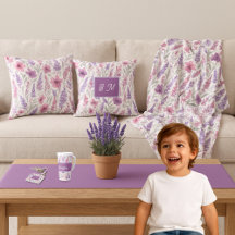 Romantisk lila rosa Pastel Botanical Vår Meadow