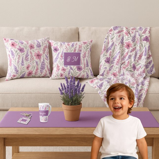 Romantisk lila rosa Pastel Botanical Vår Meadow Fleecefilt (Skapare uppladdad)