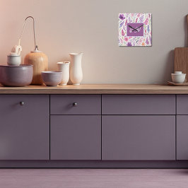 Romantisk lila rosa Pastel Botanical Vår Meadow Fyrkantig Klocka