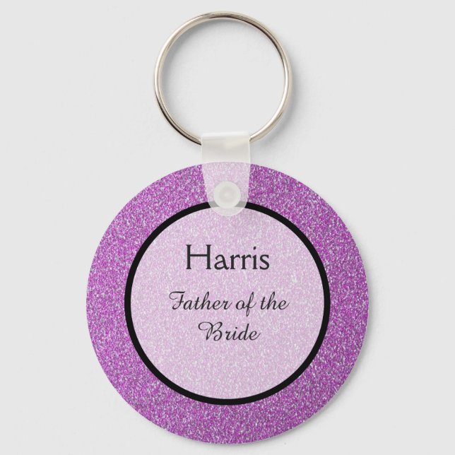 Romantisk Lila Sparkles Wedding Favor Nyckelring (Framsida)